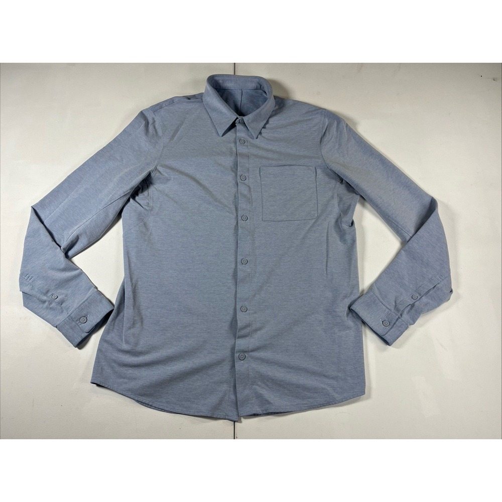 Lululemon Commission Shirt Button Up Long Sleeve Blue Stretch Men's Large